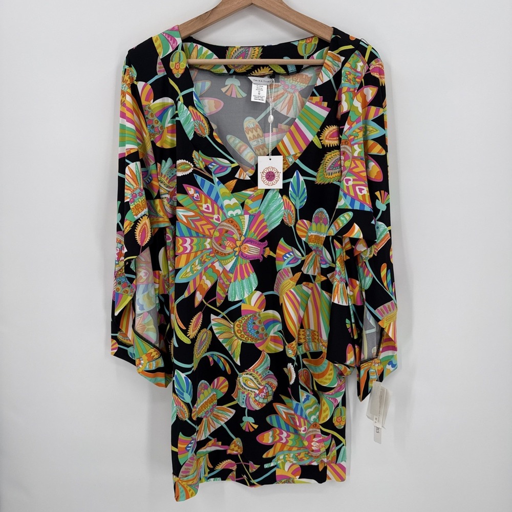 Trina Turk Womens Swin N' Sport Floral Beach Swim Cover Up Size Medium Tunic